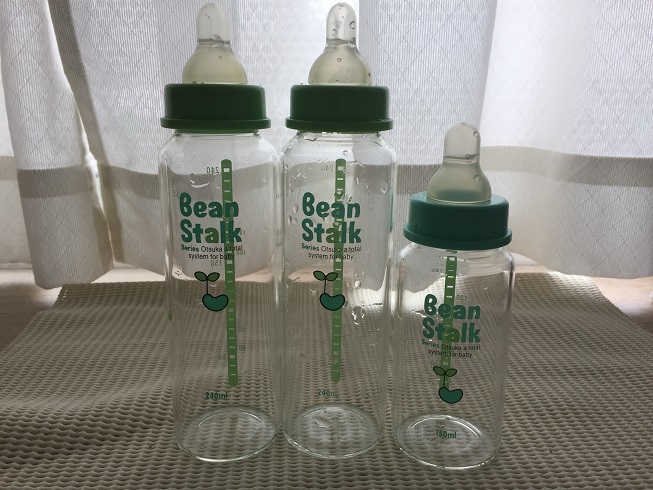 ビーンスタークのガラス製哺乳瓶